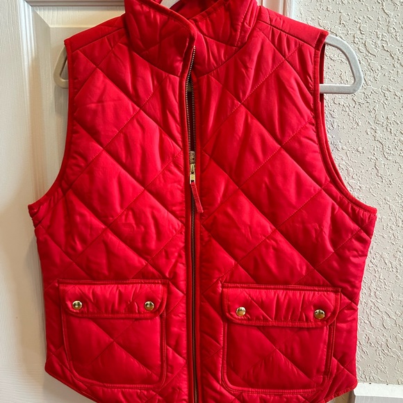 J.Crew Red Quilted Vest with Gold Zipper - Picture 2 of 6